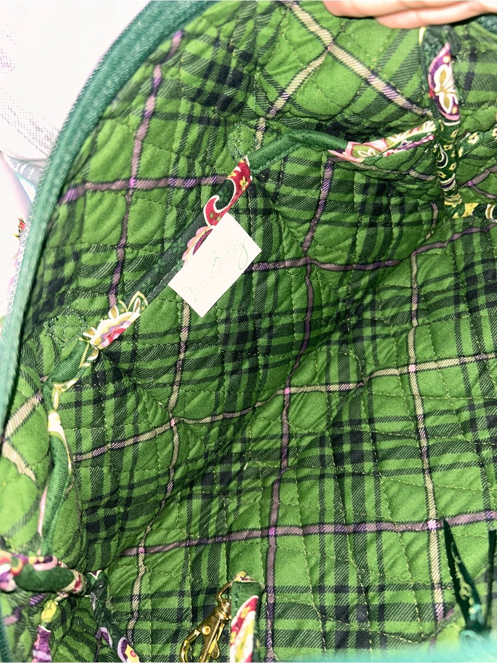 Vera Bradley Vintage Green Quilted Shoulder Bag - Picture 4 of 5